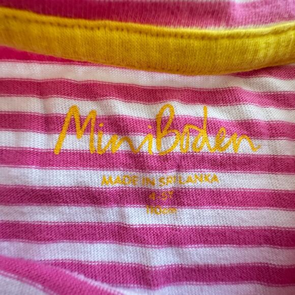Mini Boden Pink Stripe Flour Applique Tee GUC 4/5 - Picture 4 of 5